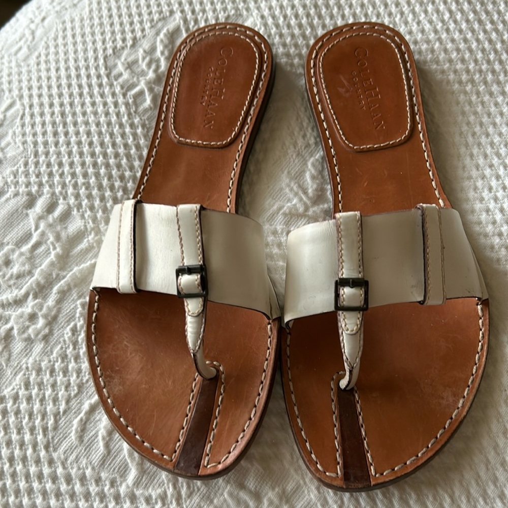 Cole Haan white leather sandals sz 6.5